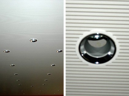 Particolare controsoffitto in Topakustik con illuminazione incassata